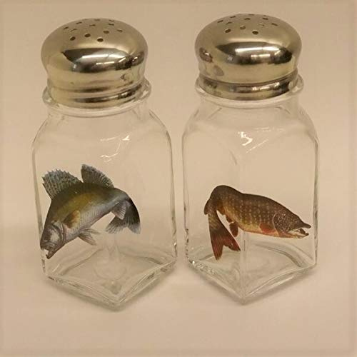 GTK - Geweihe & Trophäen KRUMHOLZ Salz & Pfeffer Streuer Set mit farbigen Motiv Fisch Zander und Hecht