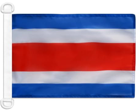 AZ FLAG - Drapeau Pavillon Civil Costa Rica - 45x30 cm - Pavillon Nautique Marchand Costaricain Spécial Bateau Et Extérieur En Maille Bloquée Avec Anneaux Plastiques Intégrés - 30g