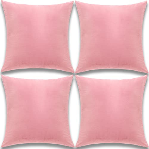 Yonous Cushion Covers, Soft Premium Velvet Decorative Throw Pillow for Sofa Bed Couch Chair, Set of 4, Pink, 18 x 18 inch / 45 x 45 cm