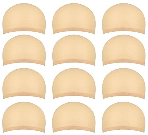 Hsthe Sea 12er-Pack Perückenkappe Nylon-Perückenkappen Nylon-Haarnetz Dehnbares elastisches Netz Perückennetz für Damen und Herren (Hautfarbe)
