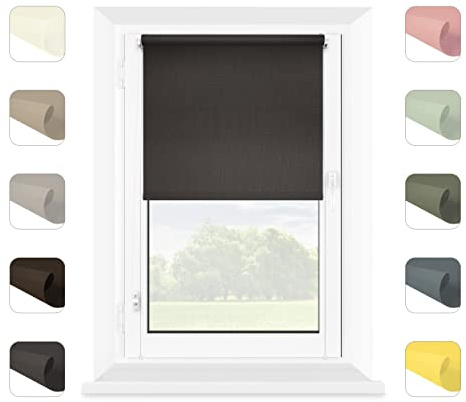 Mardom Rollos für Fenster Ohne Bohren Graphit 86 x 150 cm | Stoffbreite: 86 cm, Blickdicht, für Sonnenschutz und Privatsphäre, Einfach Montage Ohne Werkzeug