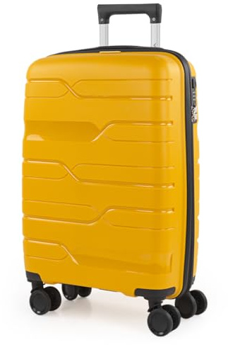 ITACA - Maleta Cabina 55x40x20 rígida con Ruedas Tipo Trolley Ligera Apta para avión y Ryanair - Equipaje de Mano para Viajes Cortos. Candado de Combinacion TSA, Amarillo