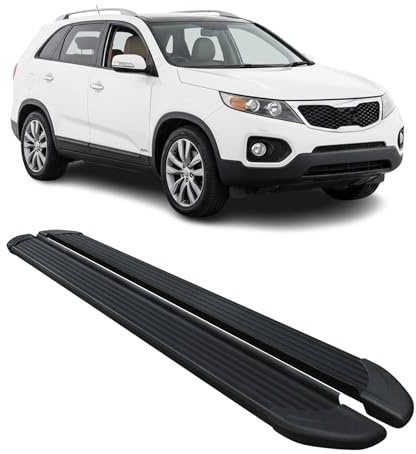 OMAC Seitenschweller Trittbretter Schweller kompatibel mit Kia Sorento 2 XM 2009-13 Alu Schwarz