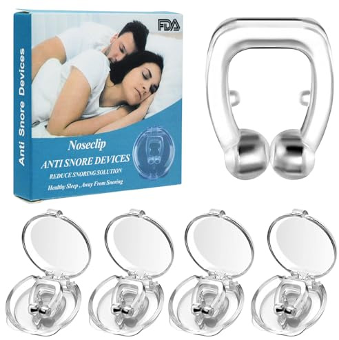 Magnetic Anti Snore Nose Clip 4pcs Silicone Anti Snoring Devices Reusable Nasal Dilators Stop Snoring Devices Anti Snore Devices Snore Stopper for Removal of Noise Relief Nasal Dilator for Women