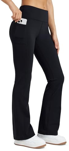 WILLIT Thermo Leggings Damen Winter Gefütterte Fleece Sporthose Yogahose Warm Sport Leggings Laufhose Bootcut Hose High Waist mit Taschen