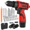Taladro Percutor a Bateria,Zateety 34 Pcs Accesorios 12v Taladradora Bateria con Luz LED 2 Baterías 2000mAh, Torque 35nm, Torque Nominal 25+1.2 Velocidad Rojo