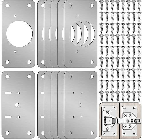 Zqeven 12-Pack Cabinet Hinge Repair Kit - Hinge Fixing Plates for Kitchen, Cupboard, Locker, Cabinet Doors
