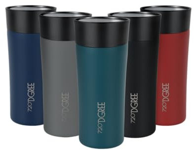 720°DGREE Travel Mug 350ml “PleasureToGo 2.0“ - Choose from 3 Sizes, 5h Hot, 10h Cold, Leakproof, 360° Drinking, BPA-Free, Hygienic - Slim Stainless Steel Thermo Cup for Coffee, Tea to Go - Green