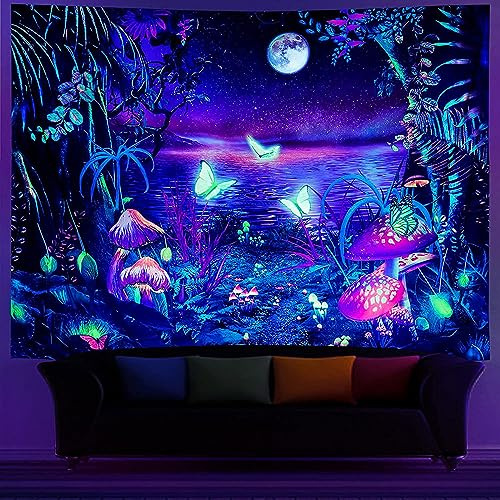 G-LIKE UV Wandteppich 3D Wandbehang Wandtuch Deko Wohnzimmer Schlafzimmer | UV-reaktiver 3D Digitaldruck, farbintensiv, dekorativer Wandteppich Für Wohnzimmer, Schlafzimmer, Partys & Reisen geeignet