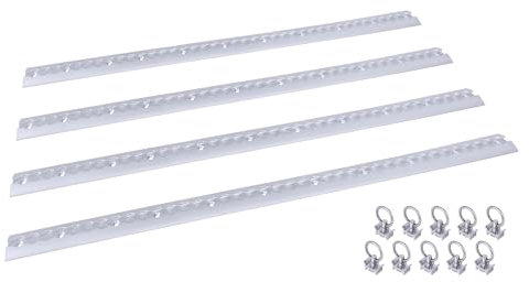 TRMLBE Riel para aerolíneas, 4 unidades, 1 m, aluminio, forma semicircular, con agujeros, incluye 10 unidades de seguridad de carga para camiones, remolques y caravanas, color plateado