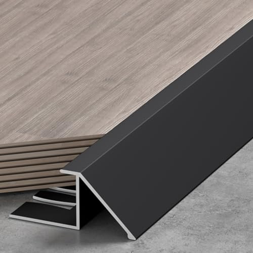 TREGOO Transition Strip Wood Flooring Transition Ramp Reducer, Indoor Metal Threshold Cover for Uneven Floors/Tiles/Carpet, Laminate Underlay Edge Trimming Bar (Color : Black, Size : 13mm-15mm)