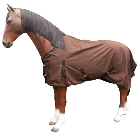 Brama-West Regendecke Pferd Rain - Weidedecke mit Fleece Futter - 600DEN - Wasserdicht - Braun (165)