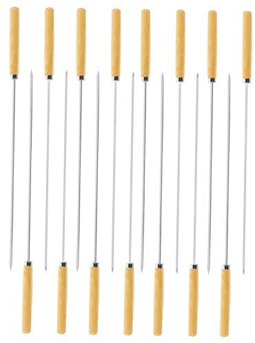 VINTORKY 1juego Palos De Barbacoa Inoxidable Brochetas Reutilizables Para Parrillas Para Acampadas y Mango Diseño Antideslizante