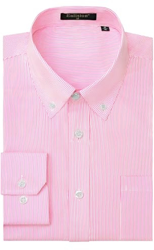 Enlision Camicia da Uomo a Maniche Lunga Casual Classiche Camicie a Righe Uomo con Bottoni Regolare Fit con Tasche