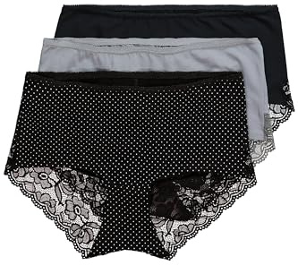 Ulla Popken Hipster in Confezione da Tre con Inserto di Pizzo Nero 58+ 832763100-58+