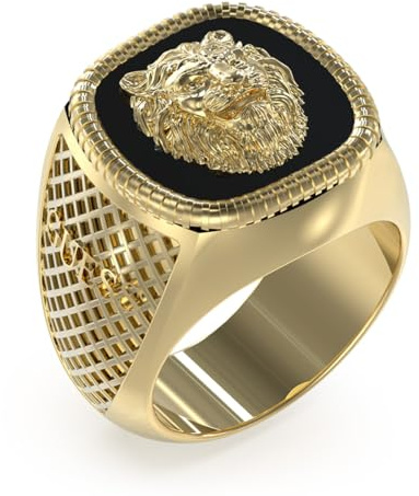 Guess Lion King JUMR04003JWYGBK - Anillo para hombre con símbolo de león, talla 22, número de artículo moderno, 22, Cristal