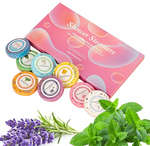 Welhammsae Boules de Bain Set avec Boîte, 8 Pièces par Sac, 8 Senteurs, Aromatherapie, Naturelles Fabriquées à la Main, Accessoire d'Aromathérapie Vegan, Calmant, Relaxant, pour Femme, Fille, Enfants