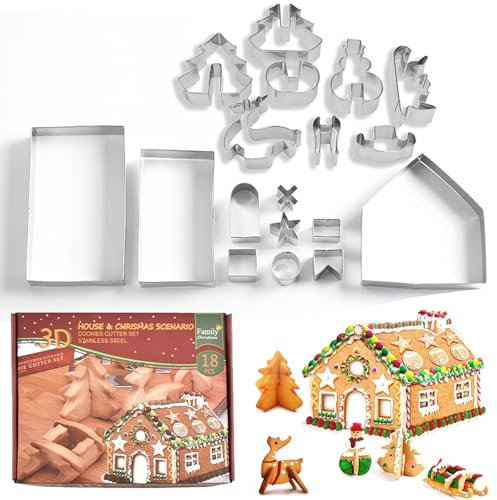 Onlvmyur Lot de 18 Emporté Pièce Noel en Acier Inoxydable DIY Biscuit Moule 3D Emporte-Pièce Biscuits Noël Biscuit Moule pour Biscuits Chocolat Bonbons Fromage