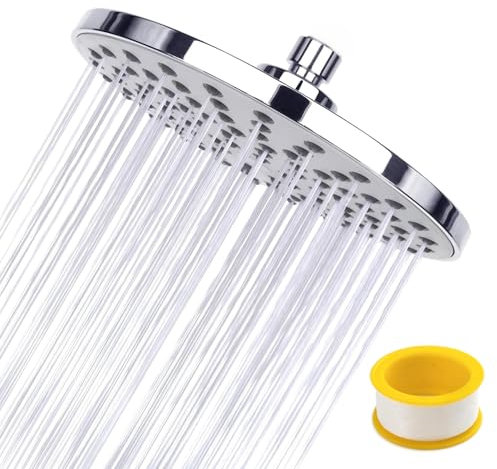CYILIUEN Swivel Spray Angle Overhead Shower Head 8 Inch Standard 1/2 BSPT Connection Rainfall Showerhead Chrome Look