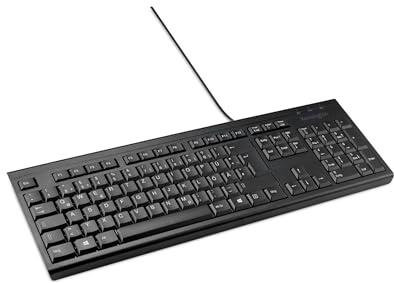 Kensington KB100 EQ kabelanslutet tangentbord, QWERTZ, kompatibelt med Windows och Mac OS, smal design, stänksäker, hölje och tangenter till 60% återvunnet material* (K63727DE)