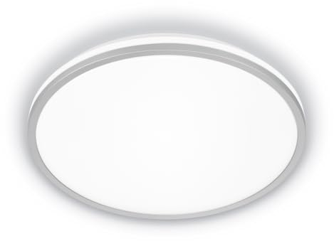 BRILONER - LED Ceiling Lamp, EEC A Light Source, Efficient 8.5W 1800lm, Indirect Light, LED Panel, Modern Ceiling Design, Living Room, Kitchen, Bedroom, 33x6 cm, Matt Chrome
