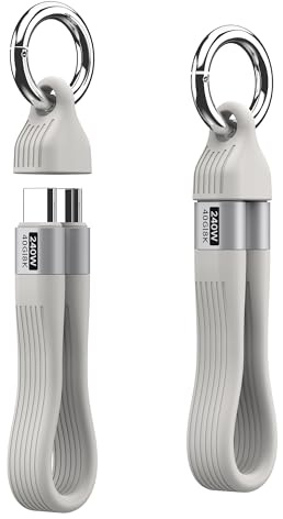 240W USB C Kabel Kurz 13CM mit Schlüsselanhänger,Thunderbolt 4 Schnellladekabel mit 40Gbps Datenübertragung,8K@60Hz-Videoübertragung,kompatibel mit iPhone 16/15 Pro Max/Pro,Samsung S24,iPad (Beige)
