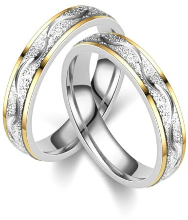 Bishilin Eheringe Edelstahl Paarpreis mit Gravur, Verlobung Ringe 4MM Unendlichkeit Matt Partner Ringe für Sie und Ihn Set Damen Gr.72 (22.9) & Herren Gr.60 (19.1)