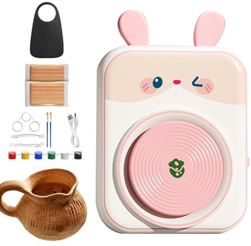 dzqad Töpferscheibe aus Ton für Kinder,Töpferscheibe für Kinder | Töpferscheibe Bastelset Tonscheibe,Kaninchen-Töpferscheiben, Anfänger-Töpferset, Kunst- und Handwerks-Lernspielzeug, Ton-Kunstzubehör