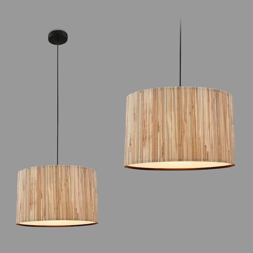 BRILONER Lámpara colgante con pantalla de seagrass, casquillo E27, máx. 10 W, Boho, estética, lámpara colgante, lámpara colgante mesa de comedor, 35 x 128 cm (LxAxA), naturaleza
