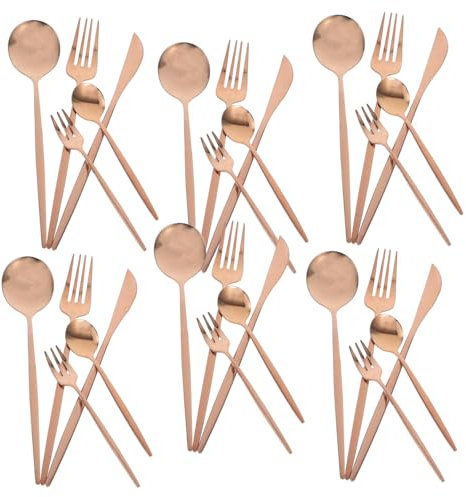 OKUMEYR 30pezzi Tavola Inossidabile Design Oro Rosa Complete Per Speciali e Uso Lavabile Lavastoviglie