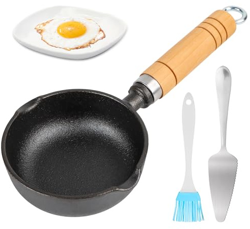 Wvu & Wvo Mini-Pfanne, 11 cm, Antihaft, Edelstahl, Tragbar, Eier, Speck, Schinkenscheiben, Steaks