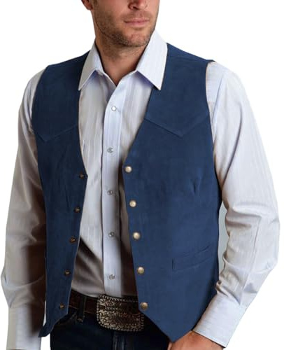 Allthemen Gilet da Uomo con Scollo a V Business Blazer Senza Maniche Vintage Classico Abito Veste per Matrimoni Party Blu Navy M