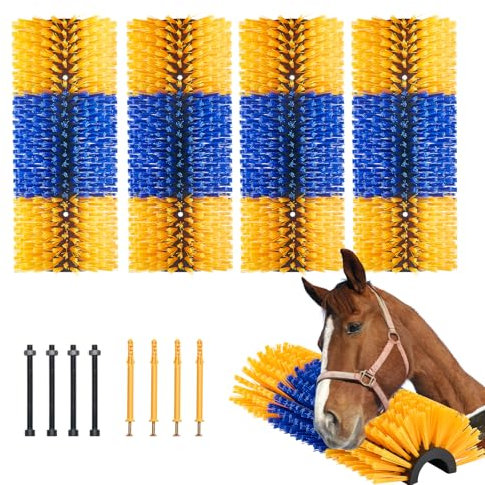 VEVOR Livestock Scratching Brush, 4 Pcs Horse Brush with 8 Screws, 20 x 7.5 in Cow Scratcher, for Back Itch Relief & Keep Cleaning, Grooming & Scratching Post Brush for Horse, Pig, Cattle Supplies