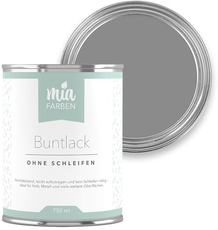 miafarben Buntlack ohne Schleifen matt 750ml (Natürliches Felsengrau) | Möbelfarbe, Möbellack für Holz, Metall und Kunststoff, hochdeckend und wasserbasiert, für innen und außen