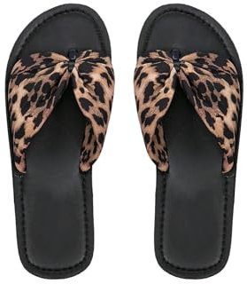 GORGLITTER Damen Flip Flops Flache Sandalen Zehensandalen mit Leopardenmuster Y2K Strandsandalen Sommer Outdoor Freizeitsandalen Leo EUR41