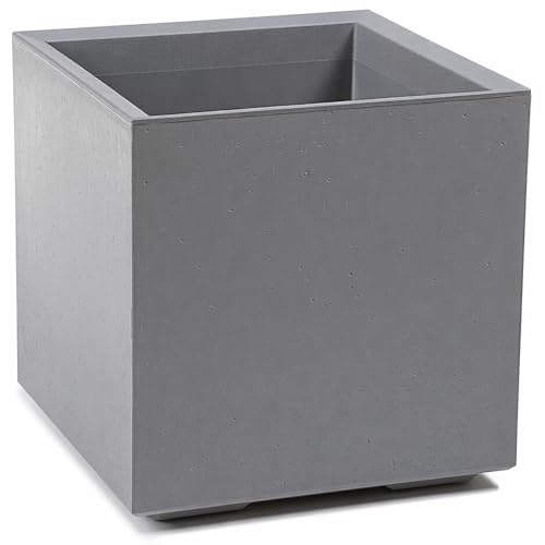 Ondis24 Blumenkübel, Blumentopf Caro Beton Optik Pflanzkübel, pflanzkasten XXL auf Rollen aus Kunststoff 100% Recycled Pflanzkübel groß außen (Grau, 40 cm)