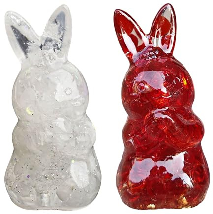 Hayaww 2 pcs Kaninchen Kristalle Kaninchenfigur Kaninchenförmiger Stein Deko Osterhase Kaninchen Polieren Edelsteine Cute Geburtstag Geschenk für Ostern Weihnachtstag Geschenke (G)