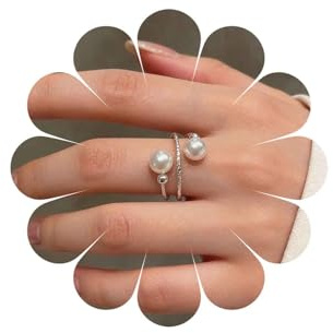 Cybche Perla Vintage Avvolgere Anello Aperto Argento Piccolo Perla Anello Dito Regolabile Nocca Impilare Anelli Gioielli Per Le Donne