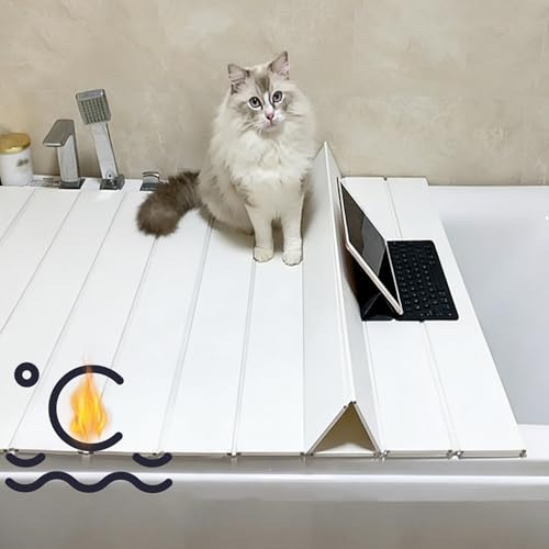 Badewannenabdeckung, 180×75×0,7cm PVC Faltbar Badewanne Brett Staubdichtes wasserdichte Badewannentablett, Badewanne Dämmplatte für Hause Badezimmer Hotelbad SPA Erfahrung
