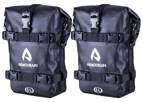 ARMOURAIN Sturzbügeltasche Motorrad, 12L(6x2) Motorrad Gepäcktasche Motorradgepäck Taschen für Sturzbügel Motorrads Gepäck Wasserdicht hat Schultergurt Wasserdicht Hecktasche für Moto ATV（TPU