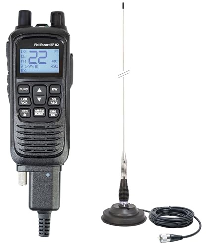 Kit Tragbarer CB-Radiosender PNI Escort HP 82, Multistandard, 4 W, 12 V, AM-FM mit CB-Antenne PNI ML100 mit Magnet