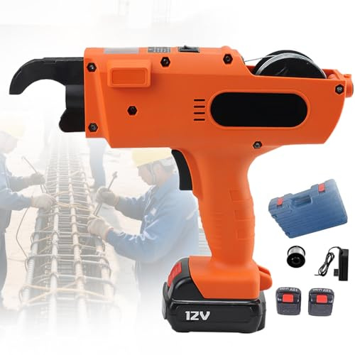 DPLXQPP Máquina Atadora De Alambre para Ferralla Industrial,con 2 Baterías Recargables,12v,Rango De Atado,8-34 Mm,para Grandes Proyectos De Ingeniería Civil,2 * 4500Amh-6-25mm