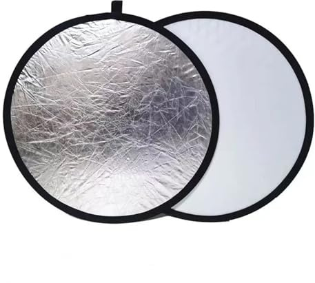 AMENGJ Pliable Reflecteur Lumiere Réflecteur 5 en 1 30 cm, 60 cm, 80 cm, 110 cm, Argent, Blanc, Or, Portable, Pliable, lumière Douce, Rond, Photographie(30CM-Silver White)