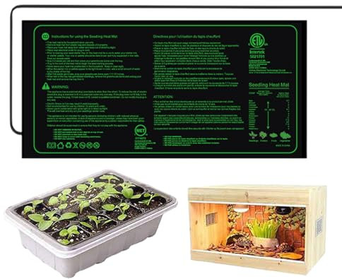 Tappetino Riscaldante Piante | 50 x 25 cm Tappetino per Germinazione | Coperta Termica per Vassoio con Temperatura Regolabile per Giardino e Serra Coltivazione Esterna e Interna