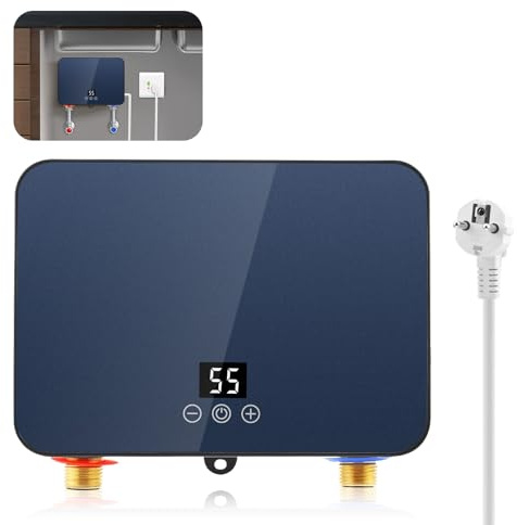 Elektrischer Durchlauferhitzer, 6000W 220V Mini Instant Elektro Wassererhitzer, Untertischboiler Dusche Heißwassersystem für Dusche Küche Garten, mit Ablesbarer Led-Temperaturanzeige