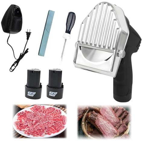 COAKUE Cuchillo eléctrico Comercial para Kebab y shawarma, Cuchillo Turco Profesional con batería inalámbrica de 80 W, Grosor Ajustable de 0 a 8 mm, para Uso doméstico o en restaurantes. Wireless