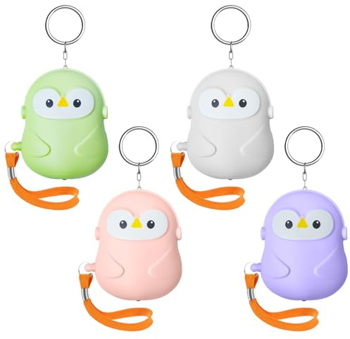Taschenalarm 130dB, 4 Stück Schrillalarm mit LED-Licht und Schlüsselanhänger, Persönlicher Alarm für Frauen, Kinder, Altere Menschen, Taschenalarm Kinder, Selbstverteidigung Notfall Alarm für Outdoor
