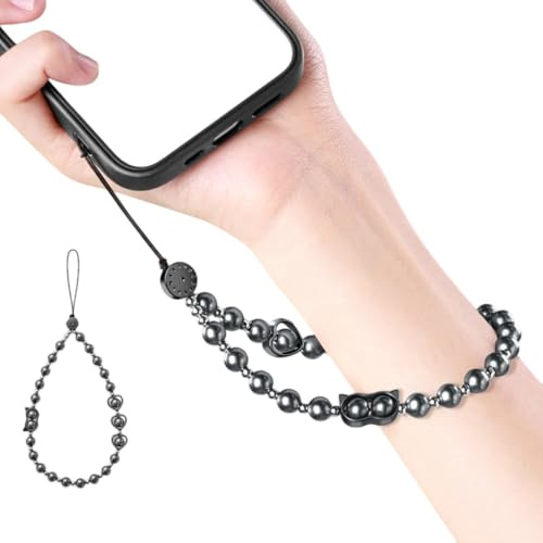 Florisync Sangle de téléphone multifonction réglable avec corde solide et détails en perles pour utilisation sur smartphone