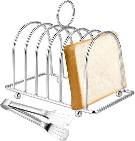 Toast Bread Rack, 6 Bread Slice Slot Toast Cooling Holder | Chrome Plated Toast Rack Organiser Bread Slices Organizer for Kitchen Counter