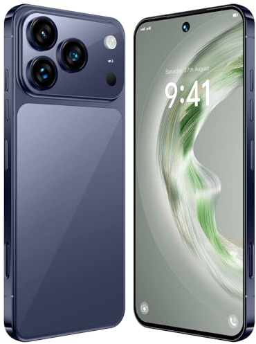 Smartphone I17 Pro Max Con Android 15, 16 GB RAM, 1 TB ROM, Batería De 8000mAh, Pantalla HD De 7,3, Procesador De 10 Núcleos, Doble SIM 5G, NFC, GPS Y Lector De Huellas Dactilares,Blue-7.3 Inch